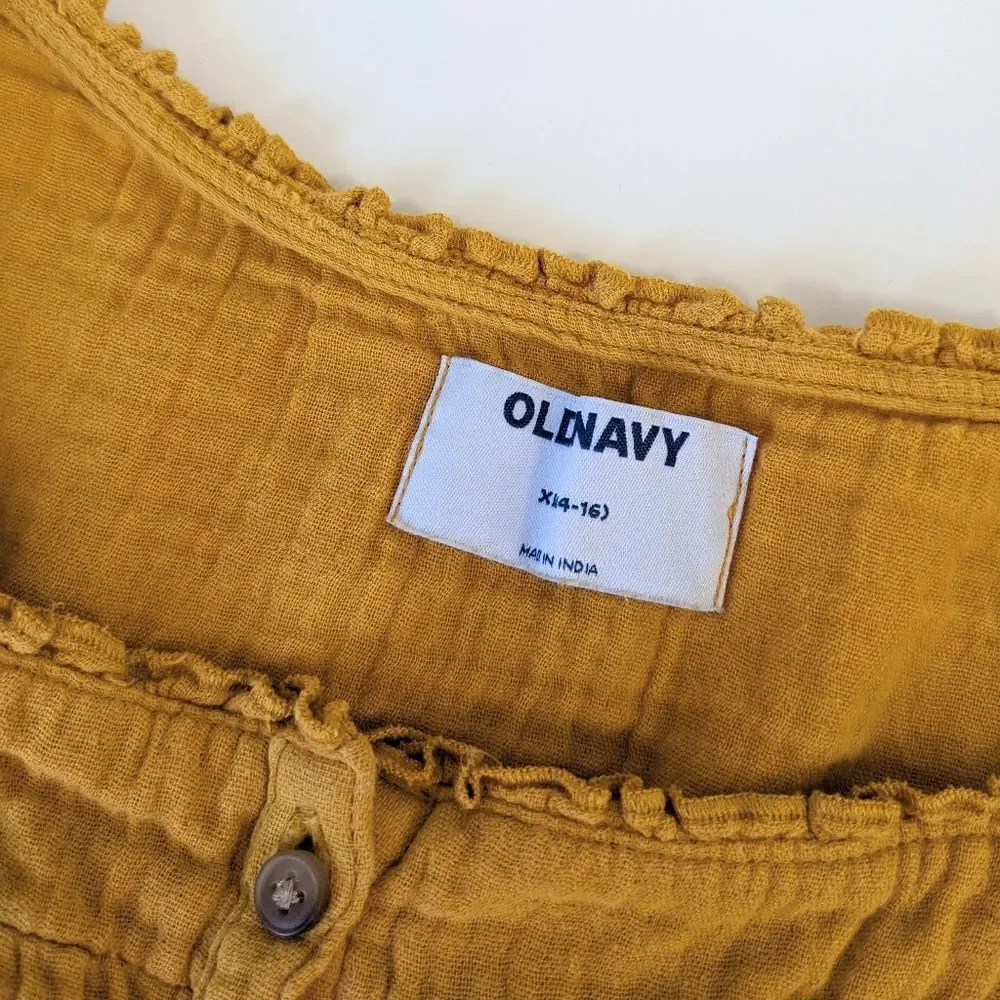 Girl's Goldenrod Yellow Old Navy Romper XL Gauzy Summer Spring Lightweight